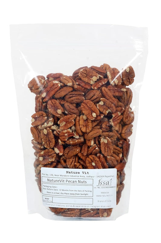 NatureVit Pecan Nuts 1kg | Rich in Antioxidants, Omega-3 & Fiber | Heart-Healthy Snack for Keto & Vegan Diets | Ideal for Baking, Salads & Trail Mix