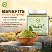NatureVit Pure Moringa Leaf Powder 100g | Natural Superfood Supplement | Rich in Vitamins, Minerals & Antioxidants | Vegan & Gluten-Free