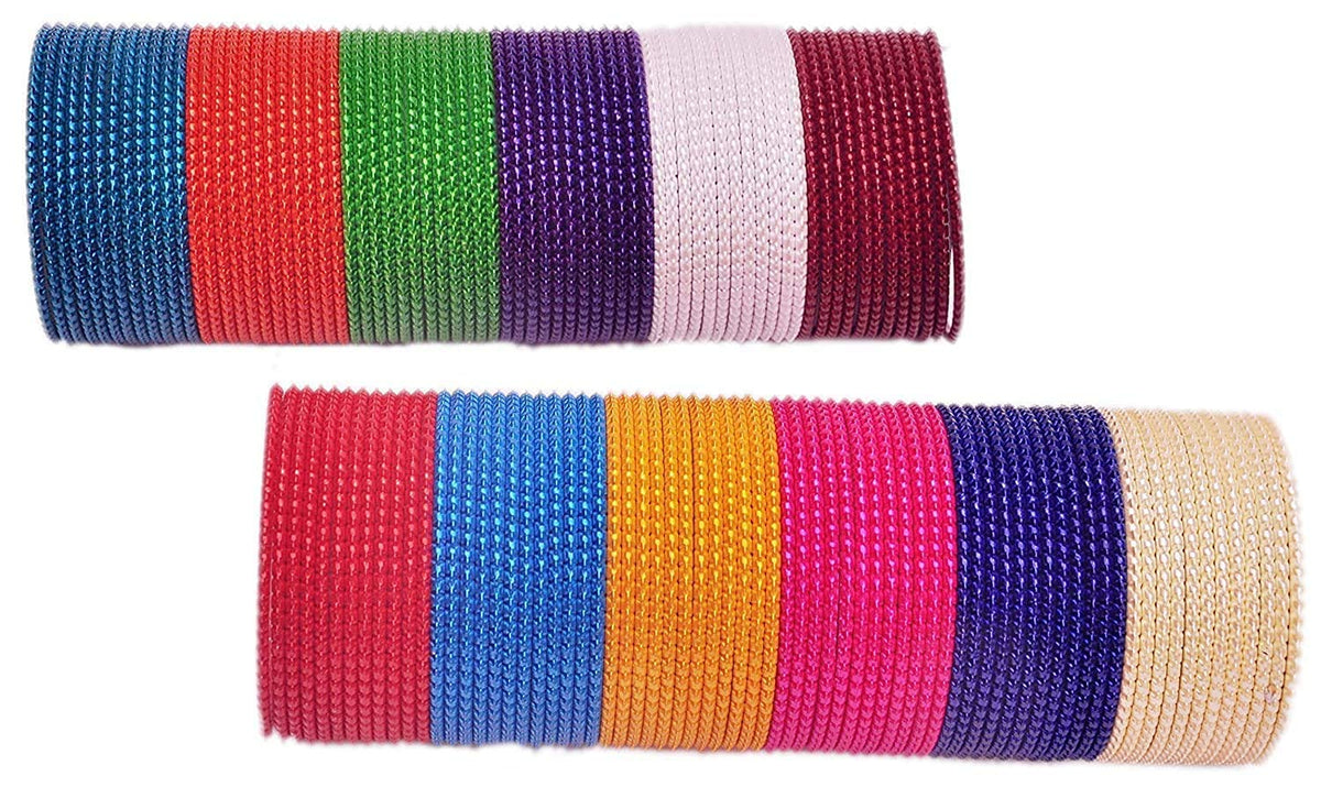 NMII Metal With Curved Cut Design Bangles Set For Women and Girls