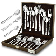 Parage 18 Pieces Premium Stainless Steel Cutlery Set, Home & Kitchen with Gift Box (6 Pieces Each Table Spoons, Table Forks & Tea Spoons) with Leatherite Box