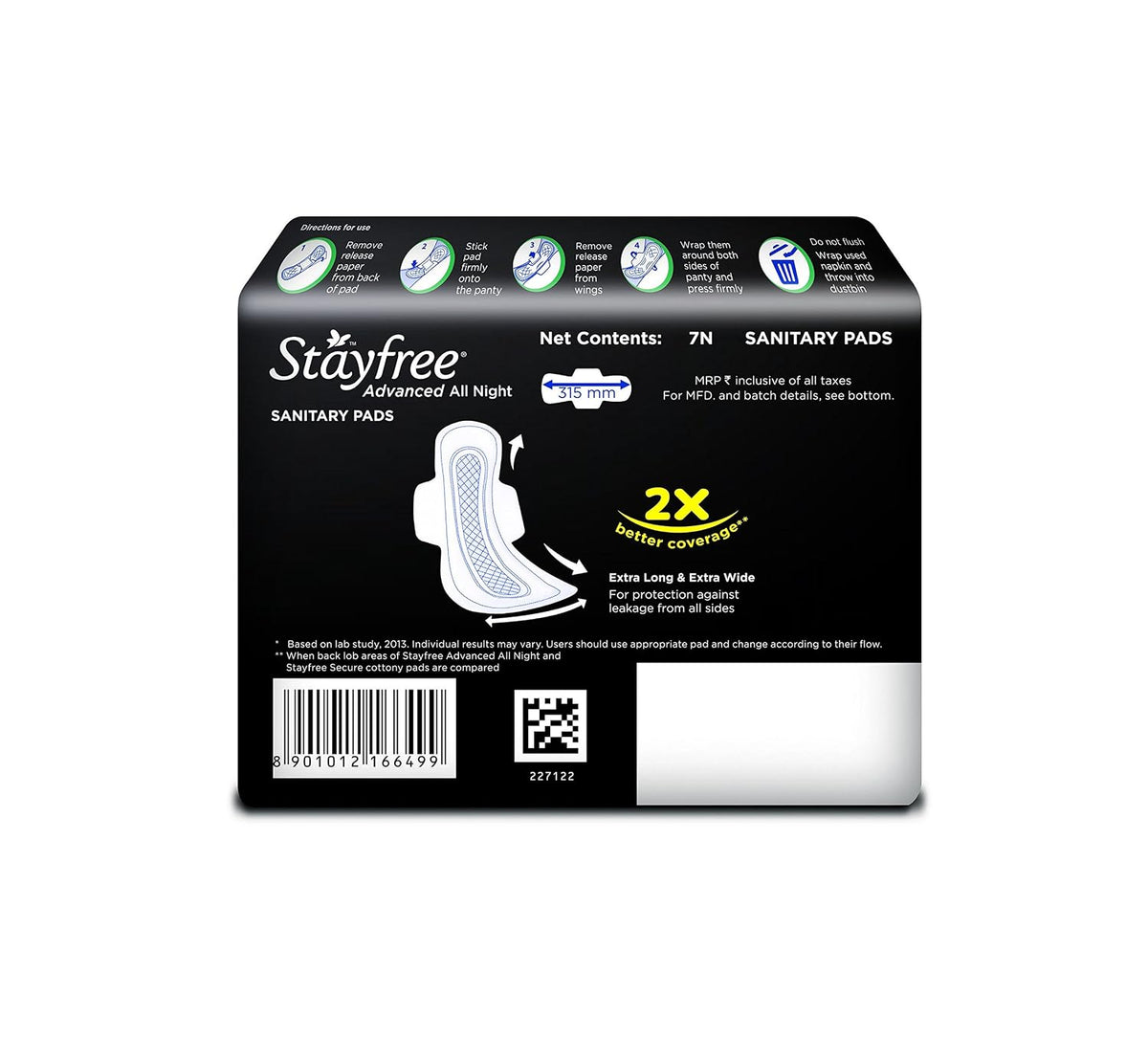 Stayfree Advanced All Night Ultra-Comfort Napkin with Wings for women- 7 Pads (Extra Large)