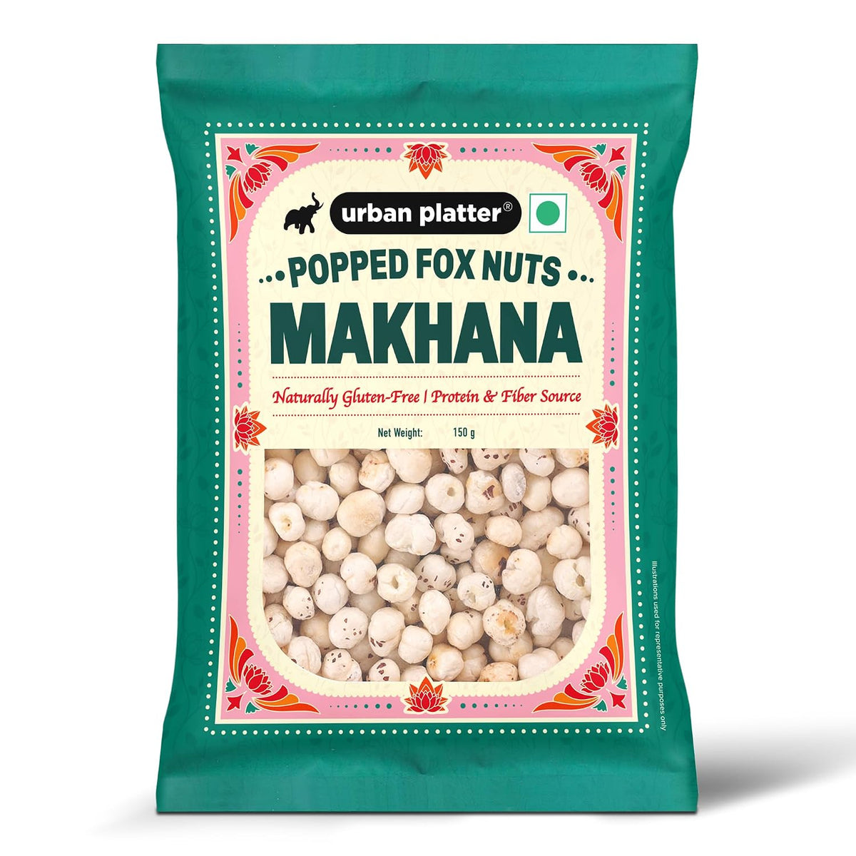 Urban Platter Makhana, 150g (Popped Water Lily Seeds, Source of Protein and Fiber, Unroasted and Unsalted)