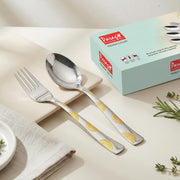 Parage 12 Pieces Stainless Steel Cutlery Set, 16 cm, Premium Cutlery for Home & Kitchen, Luxury Dining Tableware Gift for House Warming, Silver Imperial Design (6 Dinner Spoons & 6 Dinner Forks)