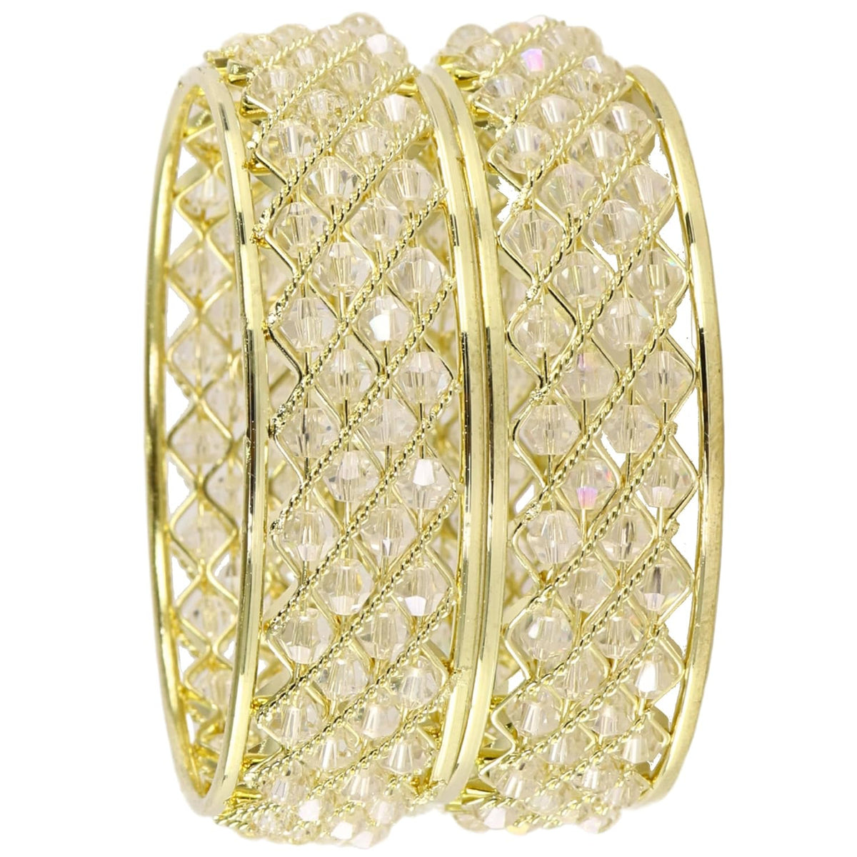 NMII Traditional Plated Metal Bangles Kada Set For Women & Girls With Pearls | Women's Bangles | Fashion Pearls Bangle | Premium Kada Set For Wedding, Occasions, Everyone Jewelry - Set Of 2