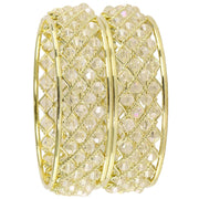NMII Traditional Plated Metal Bangles Kada Set For Women & Girls With Pearls | Women's Bangles | Fashion Pearls Bangle | Premium Kada Set For Wedding, Occasions, Everyone Jewelry - Set Of 2