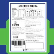 BLUE TEA - Acid Ease Tea - 30 Tea Bags - Plant Based | Relieves Acidity and Gas - Supports Digestion | Tulsi, Ajwain, Black Pepper, Bay leaf | Caffeine Free - Herbal Tea | Ziplock Pack