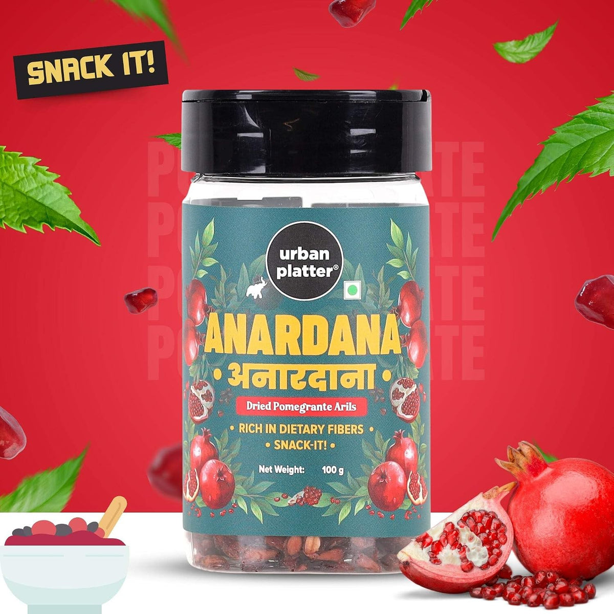 Urban Platter Anardana, 100g [Dried Pomegranate Arils, Healthy Snacks, Naturally Sweet, Superfood Goodness]