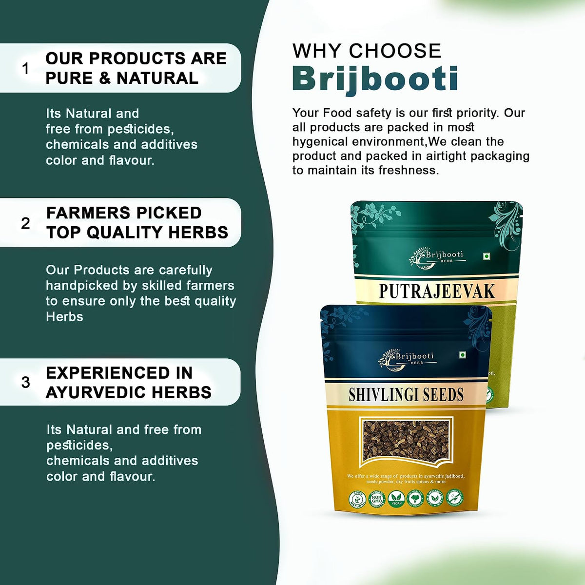Brijbooti Putrajeevak beej and Shivlingi beej combo 100 Gr each Putra jivak - Shivlangi - Jiya Pota