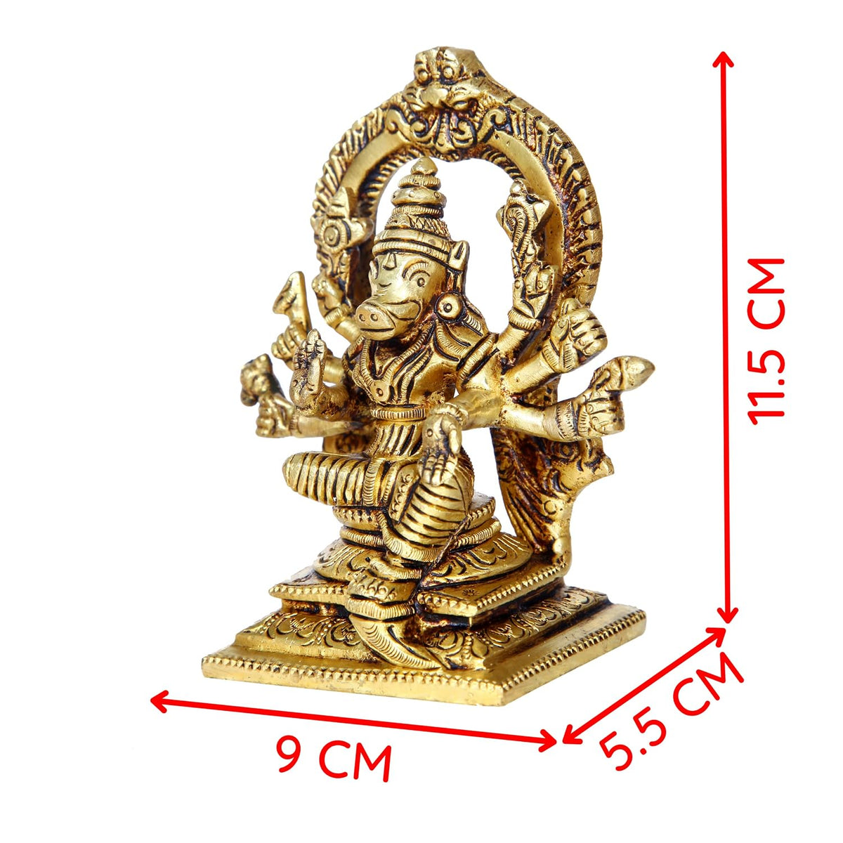 Aalayam Selveer Varahi Amman Statue with Thiruvachi | Varahi Amman Silai with Thiruvachi | Varahi Amman Brass Statue with Thiruvachi 11.5cm Height Brass Gold Colour 1 Piece