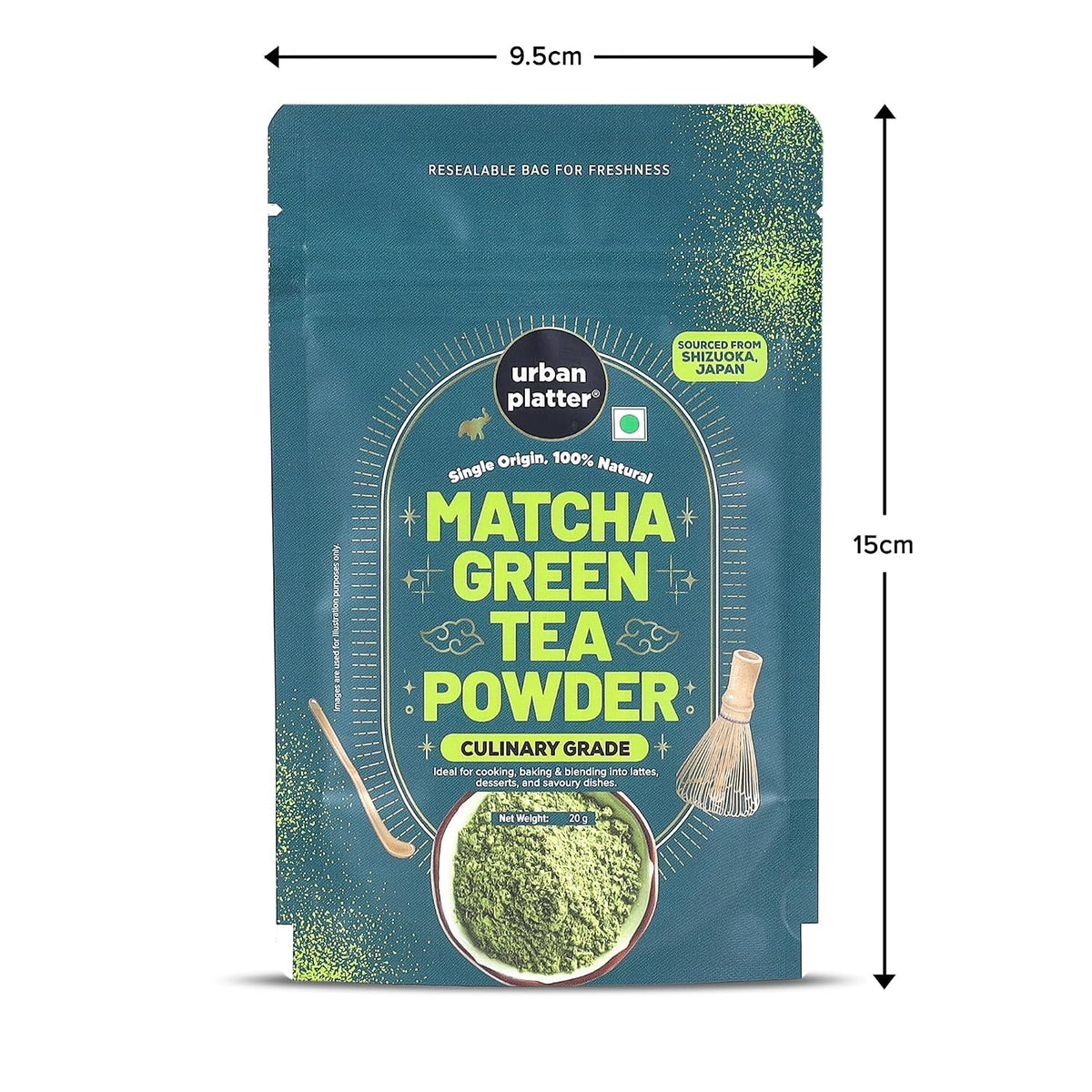 Urban Platter Japanese Culinary-grade Matcha Green Tea Powder, 20g (Sourced from Shizuoka, Japan | Stone-Ground | Antioxidant-rich)