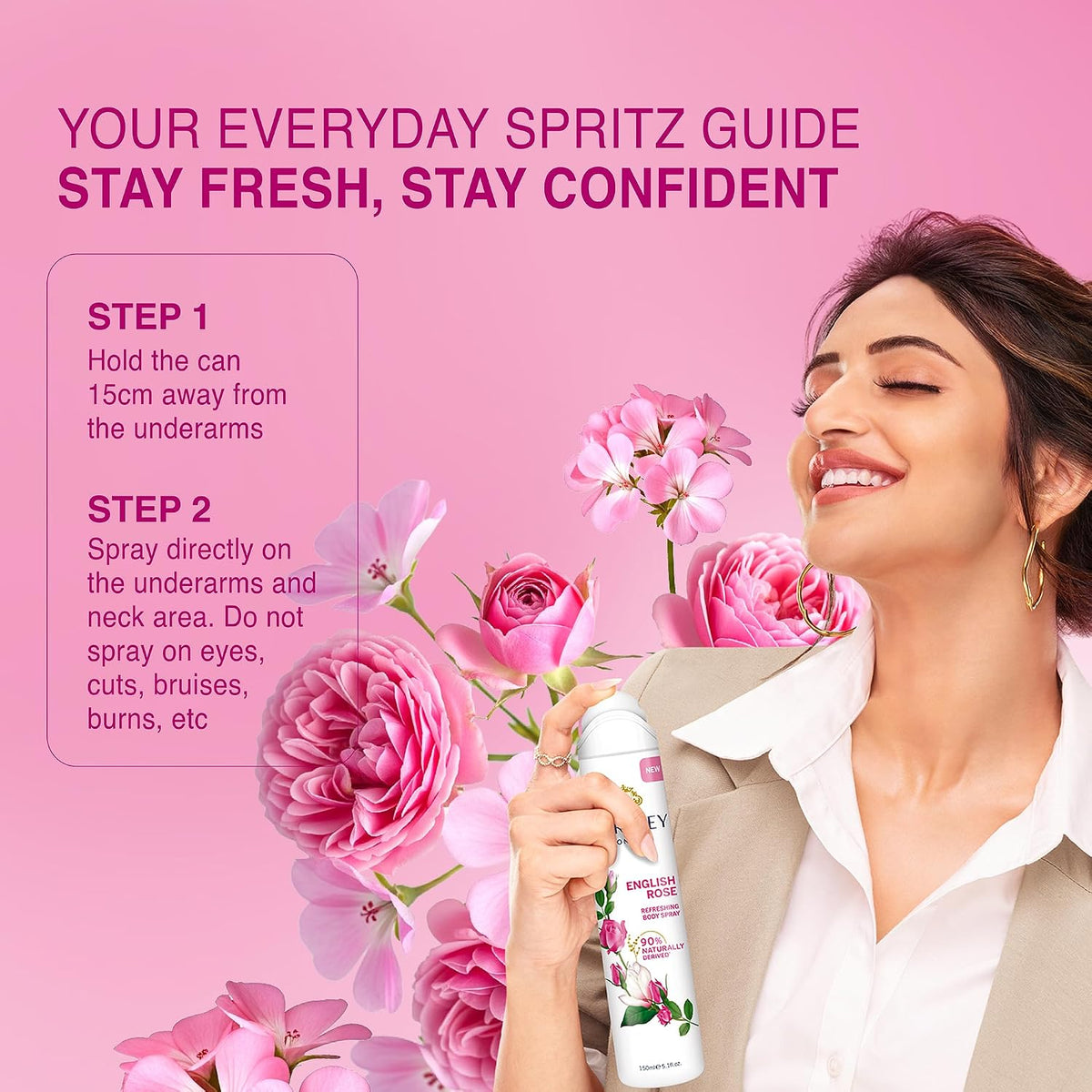 Yardley London English Rose Refreshing Deodorant Body Spray For Women, 150ml
