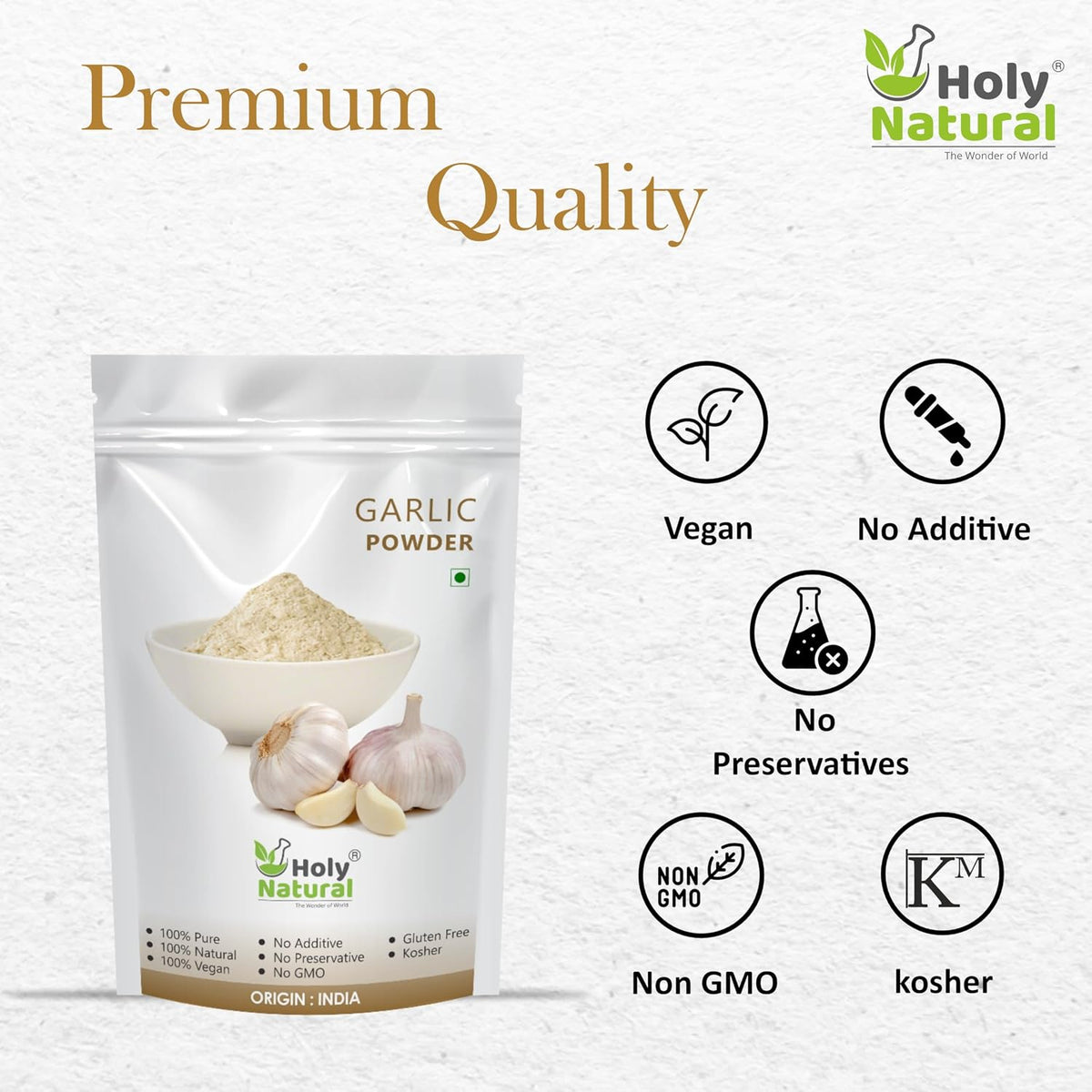 Holy Natural Garlic Powder (100 gm) | Ready To Use Lahesun Powder | For Garlic Bread, Soup, Sabji, Sauces etc.