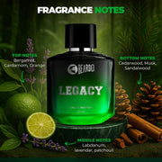 BEARDO Legacy Perfume for Men, 100ml | Eau De Parfum | Long Lasting Fragrance for Men | Long Lasting Perfume for Men | Gift for boyfriend | Gift for Men