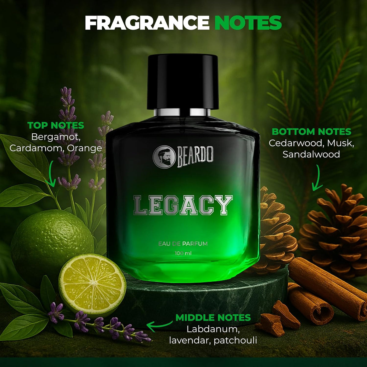 BEARDO Legacy Perfume for Men, 100ml | Eau De Parfum | Long Lasting Fragrance for Men | Long Lasting Perfume for Men | Gift for boyfriend | Gift for Men