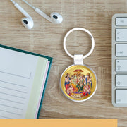 DIVINITI 24K Gold Plated Key Chain with Metallic Ring|Key Chains For Premium Gift All Vehicles Car Bike Scooty|Durable Key Ring For Men Women and Kids