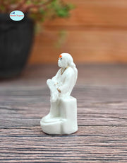 SHINDE EXPORTS shirdi saibaba Marble Idol Statue murti Home Murty for car Dashboard for Pooja Room (9cm)
