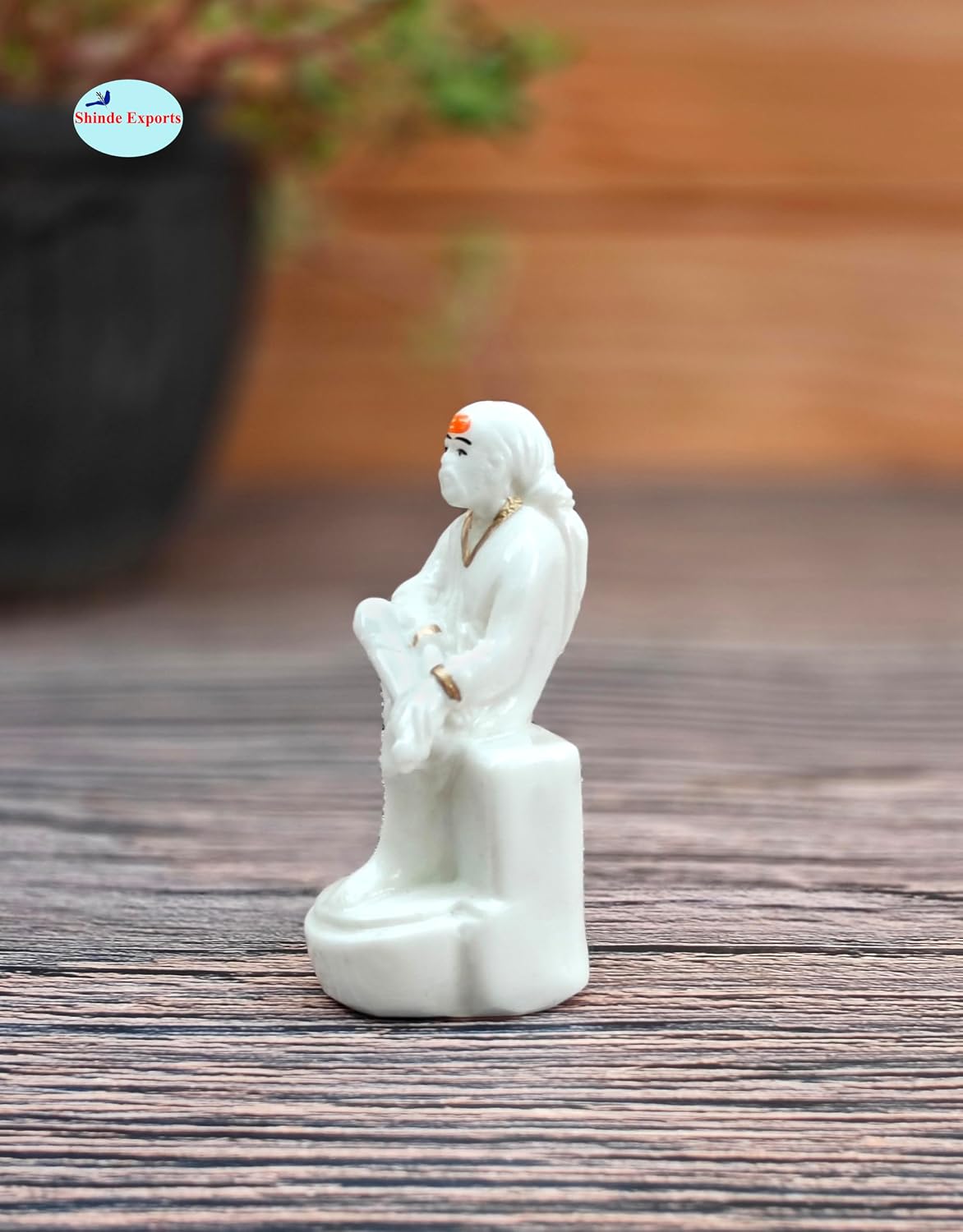 SHINDE EXPORTS shirdi saibaba Marble Idol Statue murti Home Murty for car Dashboard for Pooja Room (9cm)
