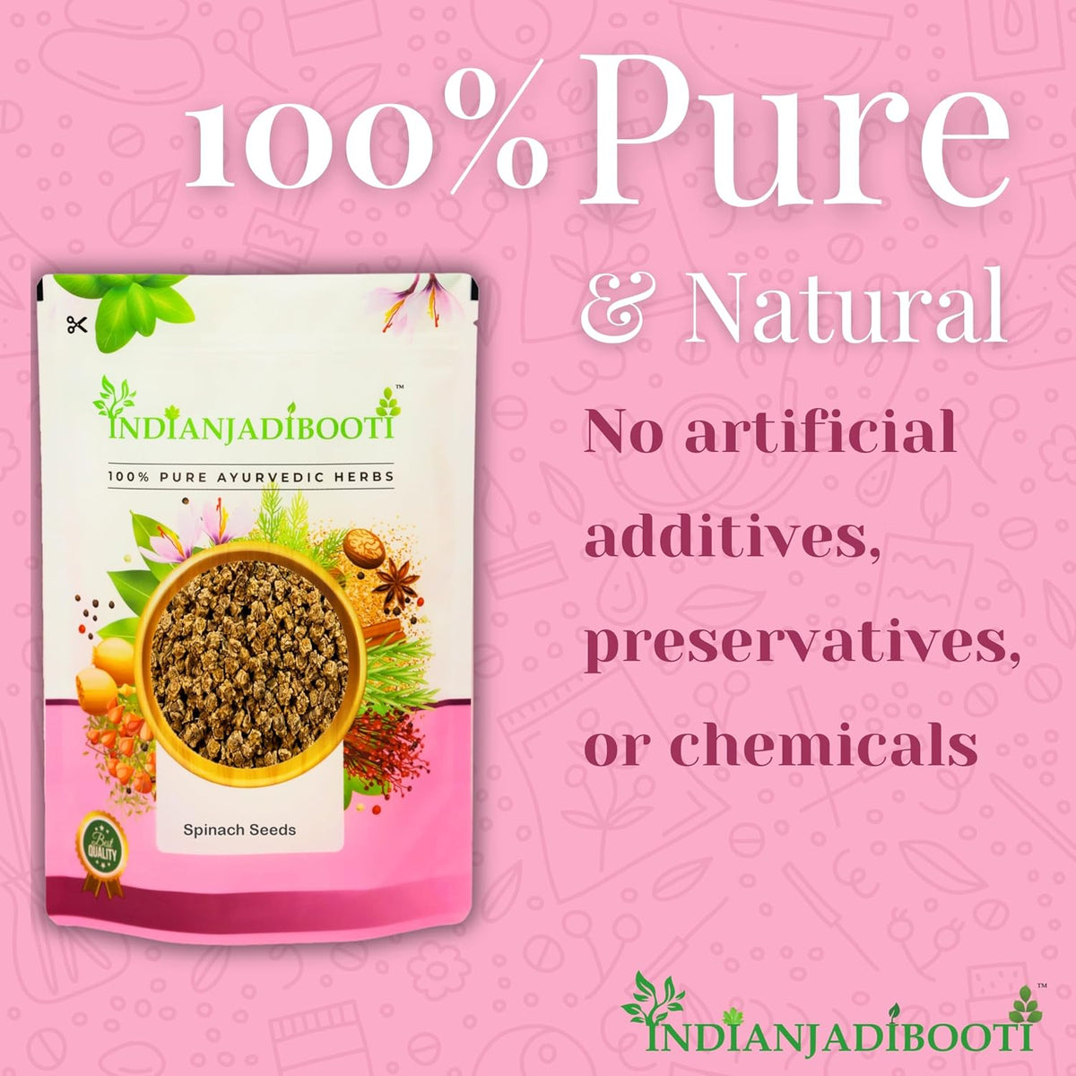 IndianJadiBooti Edible Spinach Seeds, 100 Grams Pack | Pack Of 2