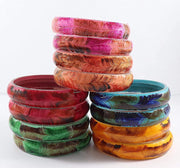 NMII Glass with Feather Pattern Or Attractive and Glossy Finished Kada Set For Women and Girls