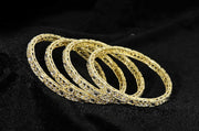 NMII Gold Plated Metal Kundan Stone & American Diamond Bangles Set For Women & Girls | AD Bangles | Traditional Bangles Set | Stone Work | Premium Design | Wedding, Party, Occasion- Set of 4