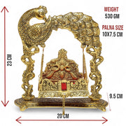 KridayKraft Metal Laddu Gopal Jhulla for Janmastmi Festive Gold Plated Decor Your Home Metal Palna for Krishna ji, Temple Office,Gift Article.