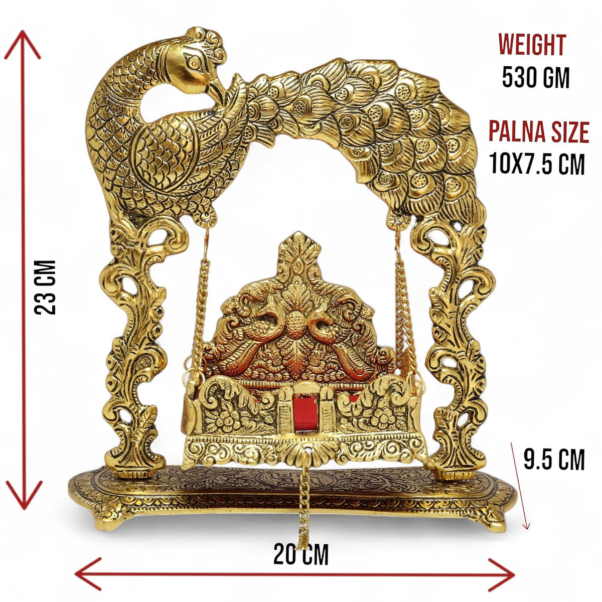 KridayKraft Metal Laddu Gopal Jhulla for Janmastmi Festive Gold Plated Decor Your Home Metal Palna for Krishna ji, Temple Office,Gift Article.