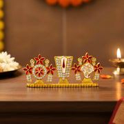YaaNatural Yaa Catchy Lord Balaji Double-Sided Idol for Car Dashboard & Home Decor Gold Finish Venkateswara Face Statue | Spiritual Gift, Pooja & Office Idol (Double Side Shanku Chakra Namam)