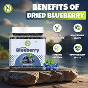 NatureVit Dried Blueberries 300 Gram | Sweet & Tart Antioxidant-Rich Berries | Healthy Snack for Kids & Adults | Ideal for Baking, Oats & Smoothies