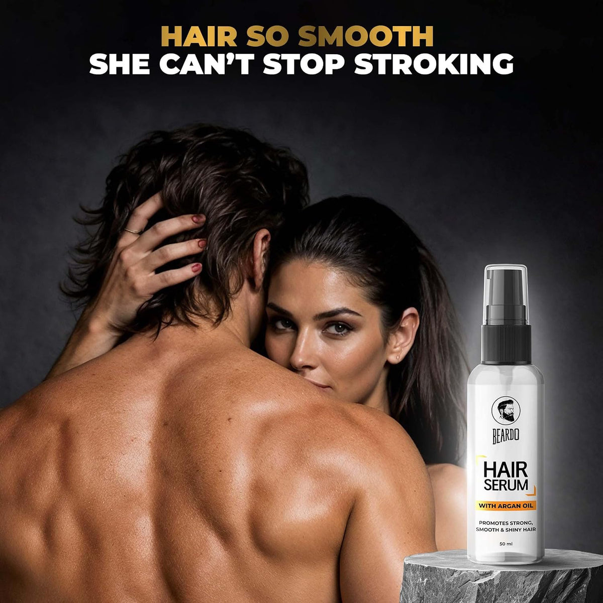 Beardo Hair Serum 50ml for Instant Shine & Anti-frizz with Argan Oil, Made for Men's Hair, Super Light-weight | Provides shine, smoothness and damage protection | Frizz-Free Hair Serum for Men