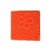 SHINDE EXPORTS Wooden Meenakari Velvet Chowki Bajot choki chaurang patla for Idols and Pooja Articles (Orange, 9.5x9.5cm)