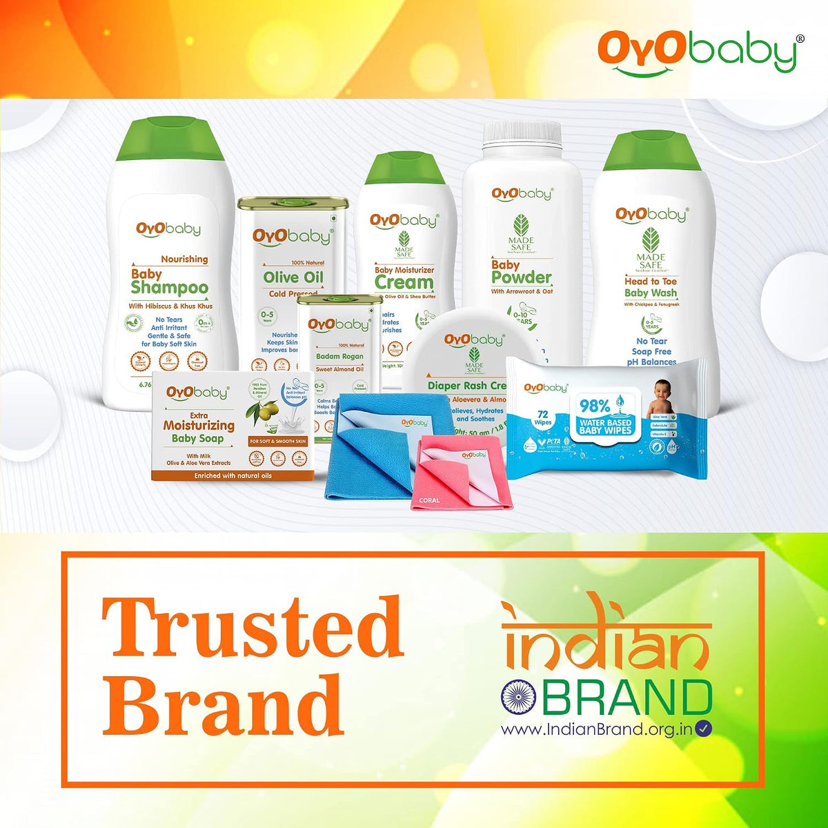 OYO BABY Gentle Baby Powder (Talc Free) For New Born Baby, Refreshes Baby’s Skin - Pack of 2 – 100gm