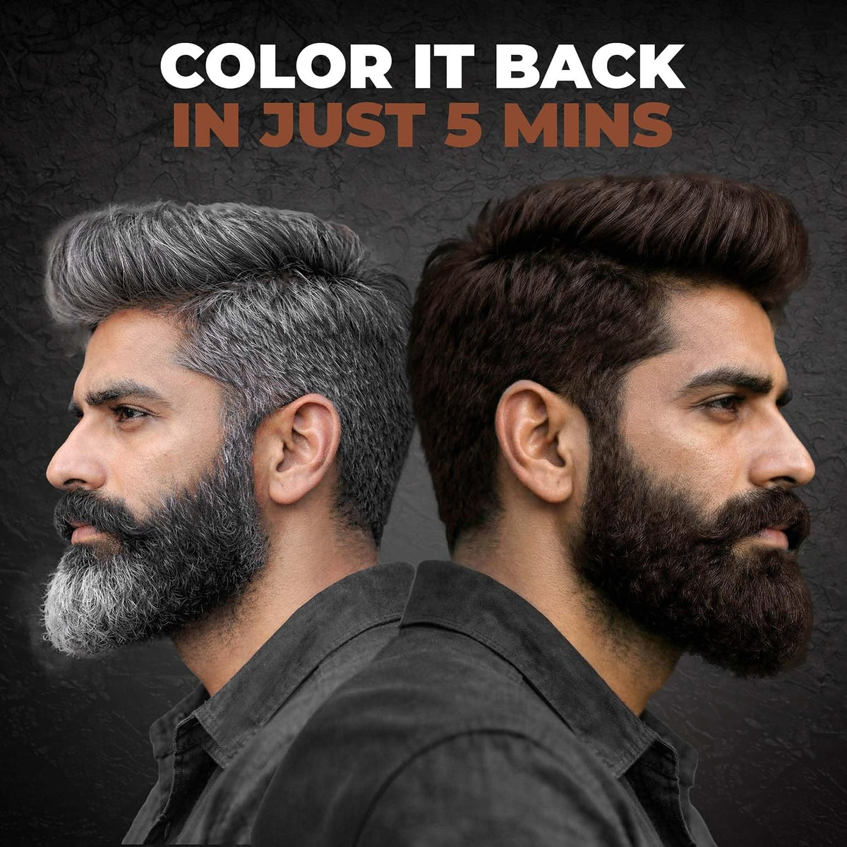 BEARDO Beard & Hair Shampoo Color | Natural Brown | 100% Grey Coverage | 5 Minute Hair Colour | Ammonia Free | With Natural Actives | No Stain Beard Colour | 20ml X 5