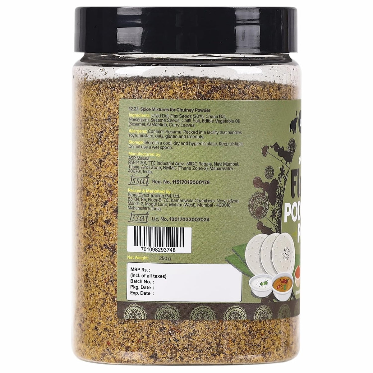 Urban Platter Classic South Indian Flaxseed Podi Chutney Powder, 250g (Ready to use, Just add ghee or Oil)