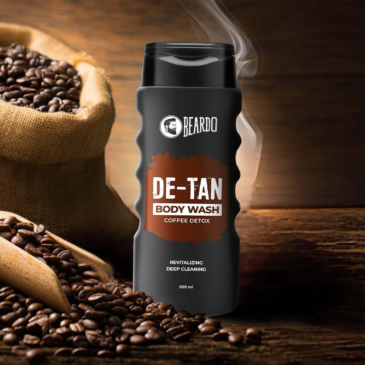 Beardo De-Tan Body Wash for Men, 500ml | Tan Removal and Caffeine Body Wash | Detan With Coffee & Aloe Extracts | For Body & Face | Refreshing Fragrance | Bodywash for Men