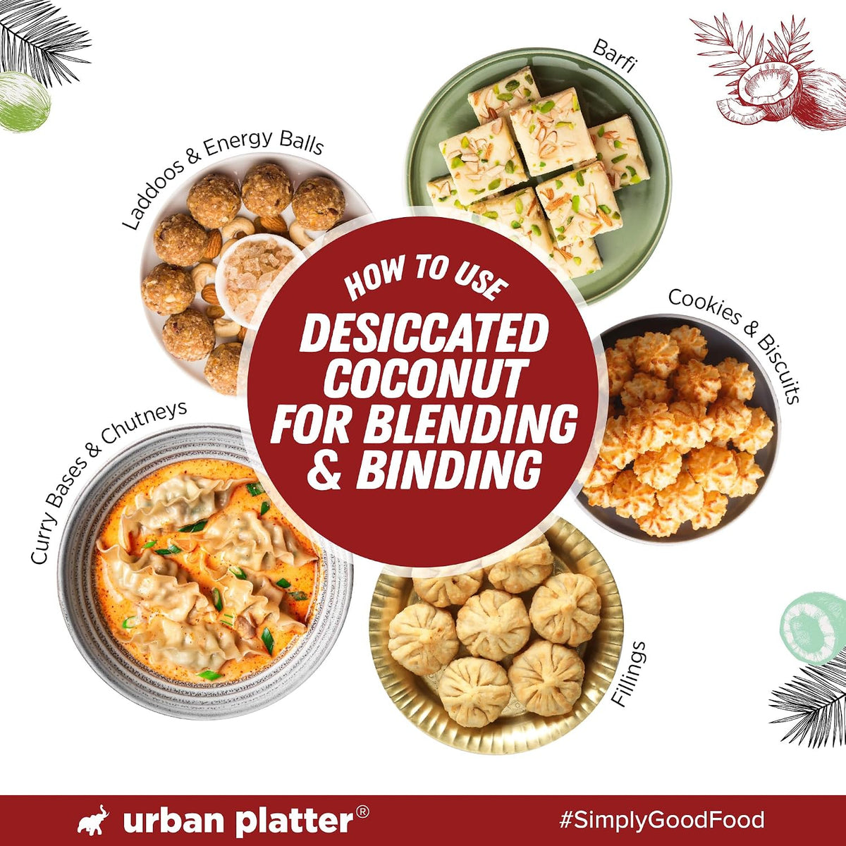 Urban Platter Desiccated Coconut, 250g (Unsweetened and Finely Grated, Ideal for Baking & Confectionery)