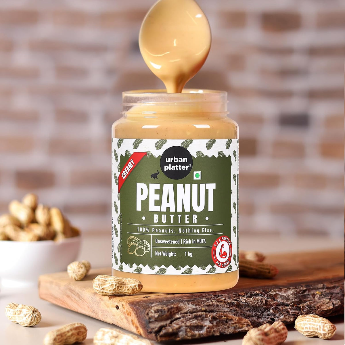 Urban Platter Creamy Peanut Butter, 1Kg (Classic Smooth | Single Ingredient | Keto-Friendly)