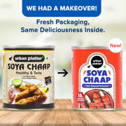 Urban Platter Soya Chaap in Brine, 800g (Canned | Chunks on Stick | Drained Weight - 500g, Rich in Plant Protein| Soy Chap)