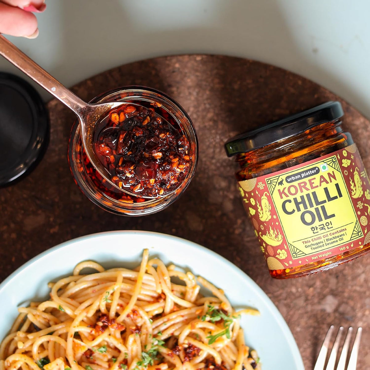 Urban Platter Korean Chilli Oil, 160g (Made with Gochugaru Chilli Flakes)