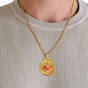 Diviniti 24K Gold Plated Ram Lalla & Ram Mandir Pendant For Men, Women & Kids| 22 MM Double Sided Stylish Pendant Necklace For Girls| Divine God Pendant For Birthday Gift, Anniversary Gift