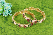 NMII Traditional Gold Plated Metal Meenakari Bangles Kada Set For Women & Girls with Kundan Stone | Women's Bangles | Premium Kada Set For Wedding, Party, Ocassion Fashion Jewellery- Set of 2