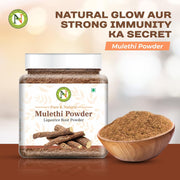 NatureVit Mulethi Powder 100g (Yashtimadhu) | Edible Licorice Powder for Skin Brightening, Hair Care & Digestion | Natural & Preservative-Free
