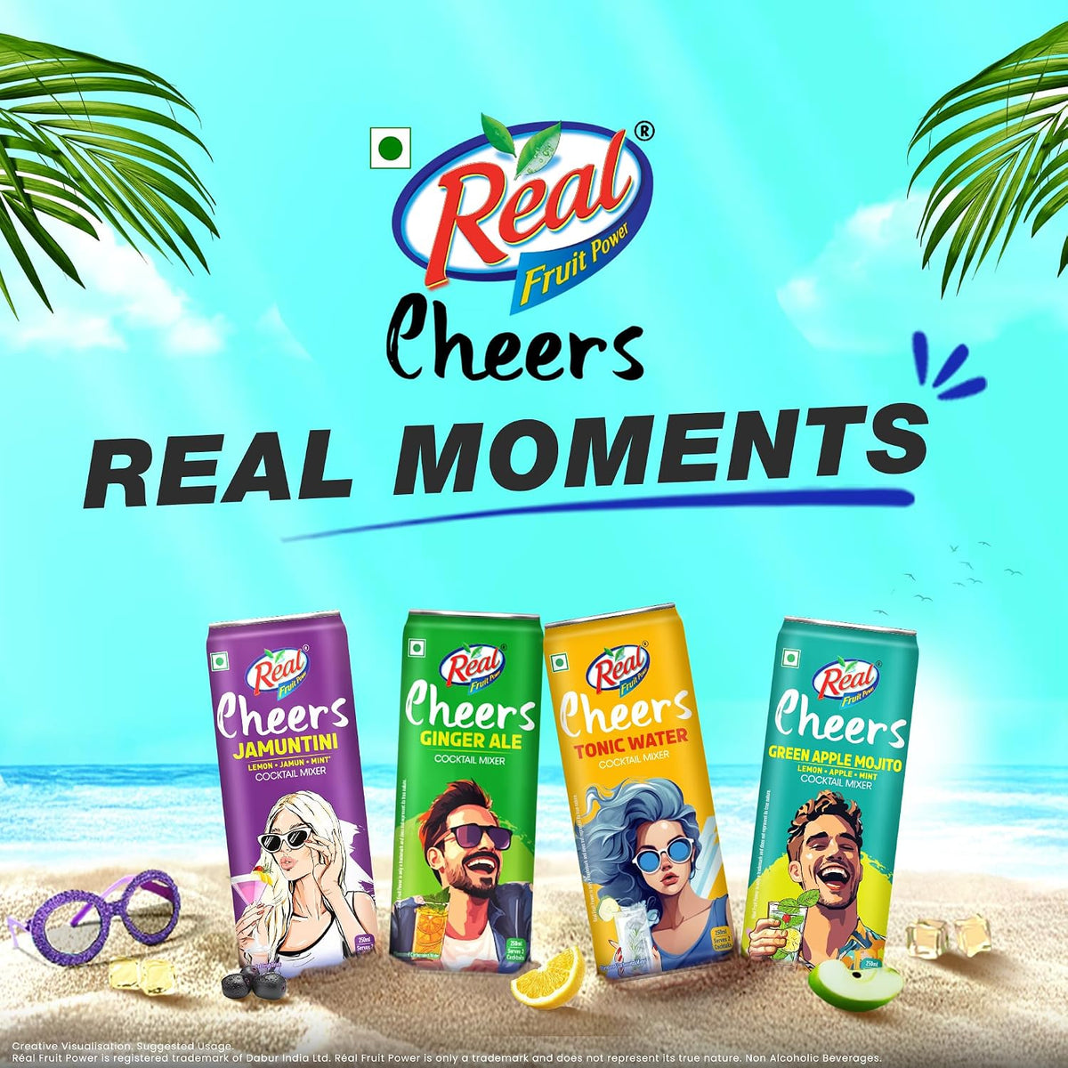 Dabur Real Cheers Green Apple Mojito - 250ml | Premium Cocktail Mixer for Home Bars, Parties & Gifting | Refreshing Green Apple, Lime & Mint flavour | Perfect for Mocktails & Party Drinks