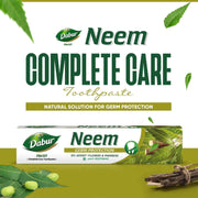 Dabur Herb'l Neem Germ Protection Toothpaste - 600g (200g x 3) | No Added Flourides & Parabens | Neem Fights Bacteria | Potent for Germ Protection | Enriched With Powerful Natural Ingredients