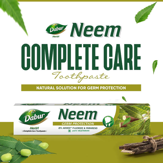 Dabur Herb'l Neem Germ Protection Toothpaste - 600g (200g x 3) | No Added Flourides & Parabens | Neem Fights Bacteria | Potent for Germ Protection | Enriched With Powerful Natural Ingredients