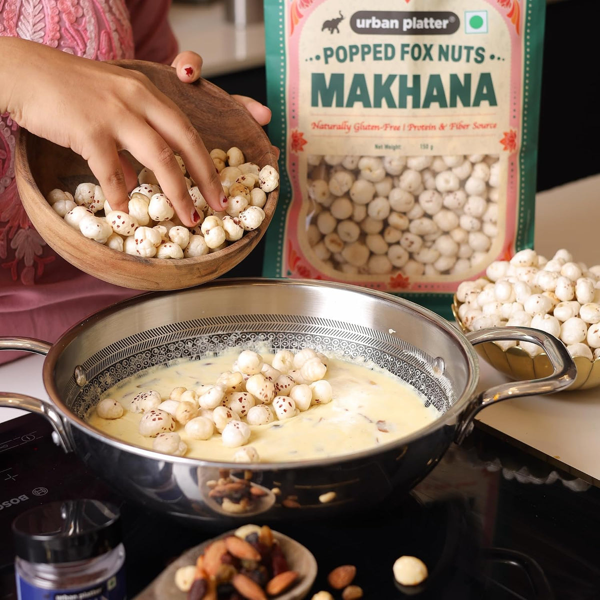 Urban Platter Makhana, 150g (Popped Water Lily Seeds, Source of Protein and Fiber, Unroasted and Unsalted)