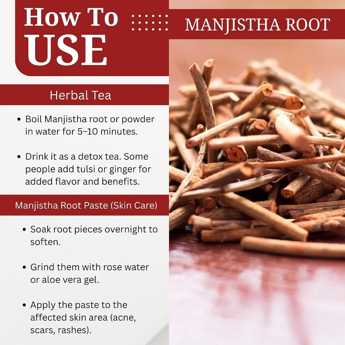 Brijbooti Organic Manjistha (100 gm) | Rubia Cordifolia | Manjishtha Root | Manjishta | Manjishta | Manjista
