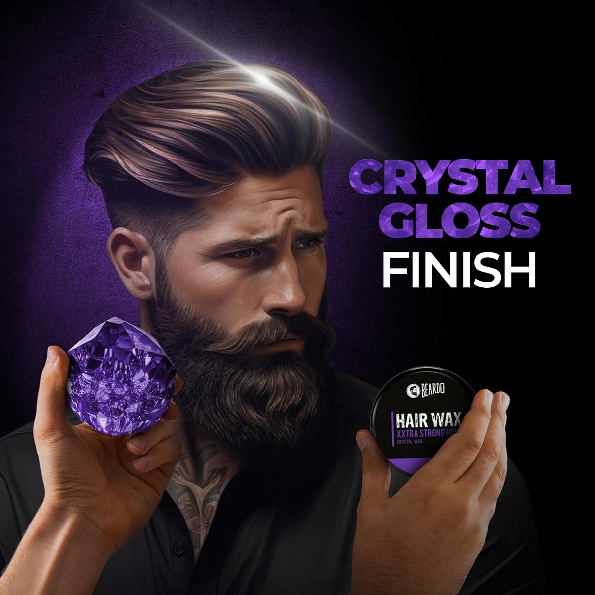 Beardo Xxtra Stronghold Hair Wax, 100 gm (Pack of 2) | Crystal Hair Wax for Men | Styling Wax for Glossy Finish & Shine | Strong Hold