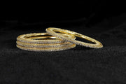 NMII Premium Gold Plated Metal American Diamond Bangles For Women & Girls | Traditional Golden Bangles | AD Stone Work | White Diamond Bangles Set For Wedding, Party, Ocassion-Set of 4