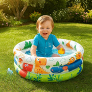 Toy Imagine Swimming Pool for Kids | 3-Ring Baby Bath Tub for Kids 3–6 Years | Portable Inflatable Kiddie Pool Indoor & Outdoor Water Fun | Perfect for Holi & Summer Play Dino Buddies (2 feet)
