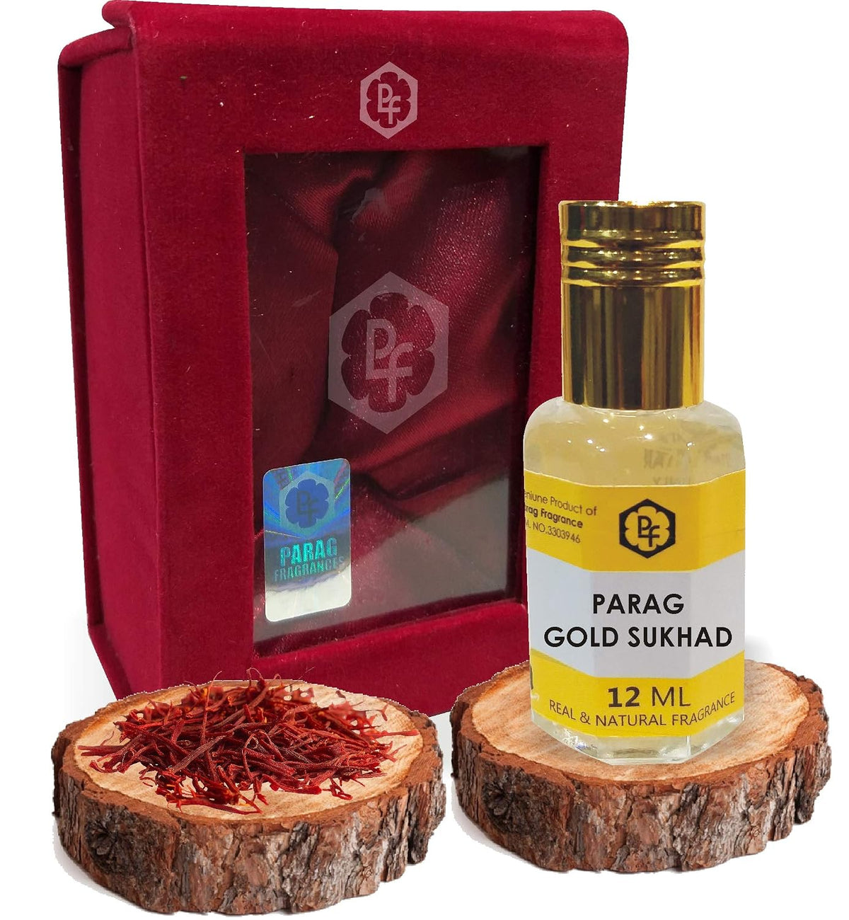 PARAG FRAGRANCES GOLD SUKHAD (REAL KESAR CHANDAN)12ML Wth Real & Natural Saffron Thrades Inside Of Bottle Best Attar For Man and Woman, 100% Alcohol Free & Long Lasting Attar